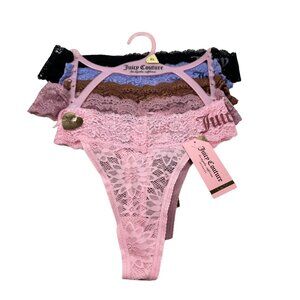 Lot of 5 Juicy Couture Women's Size XL Panty Thong Lace Assorted Colors New
